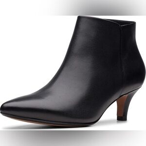 Clarks Collection Kitten Heeled Booties Linvale Elegant Black Ankle Boots Size 7